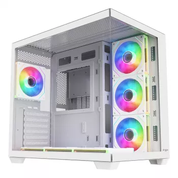 Caixa de PC mid-tower FSP Fortron M341-WA com vidro temperado e 4 ventoinhas ARGB