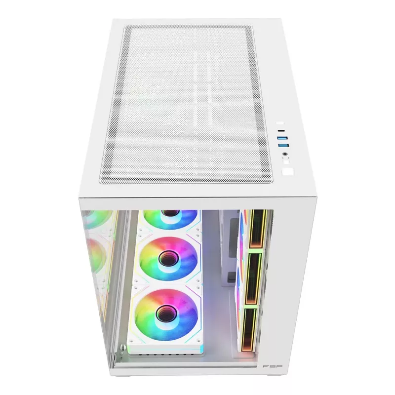 Caixa de PC mid-tower FSP Fortron M341-WA com vidro temperado e 4 ventoinhas ARGB