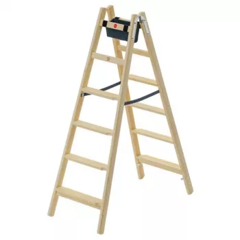 HAILO escadote de dois lados H77 ComfortLine madeira 2x6 degraus
