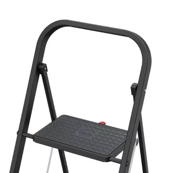 HAILO K44 StandardLine escadote dobrável com barra de segurança, 2 degraus, aço, preto, 150 kg