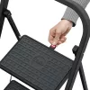 HAILO K44 StandardLine escadote dobrável com barra de segurança, 2 degraus, aço, preto, 150 kg