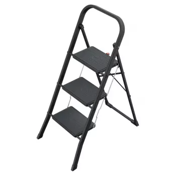 HAILO K44 StandardLine escadote dobrável, 3 degraus, barra de segurança, preto, 150 kg