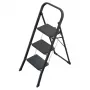 HAILO K44 StandardLine escadote dobrável, 3 degraus, barra de segurança, preto, 150 kg