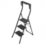 HAILO K77 ComfortLine escadote dobrável, 3 degraus, alumínio, barra de segurança, preto, 150 kg