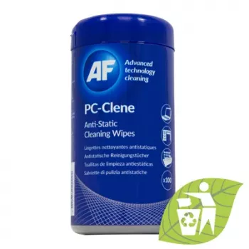Toalhetes de limpeza universais AF APCC100 ECO PC-Clene para postos de trabalho, 100 toalhetes, antiestático, sem álcool, sem pelos