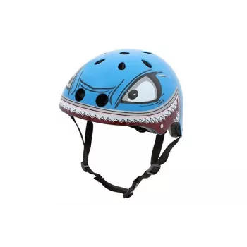 Capacete de bicicleta para criança Hornit Shark com luz LED, azul/cinzento, 48-53 cm