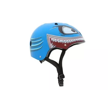 Capacete de bicicleta para criança Hornit Shark com luz LED, azul/cinzento, 48-53 cm