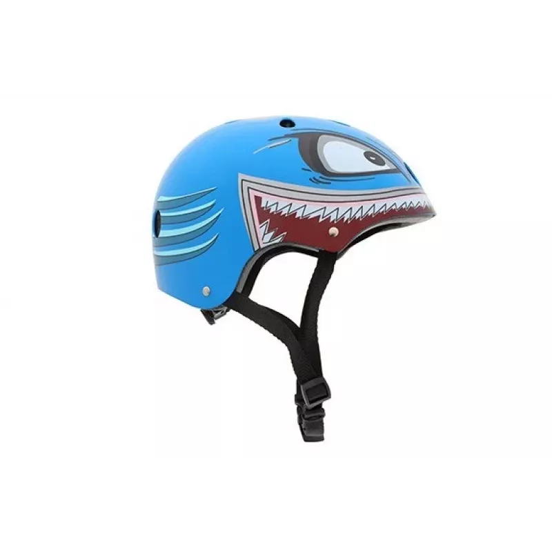 Capacete de bicicleta para criança Hornit Shark com luz LED, azul/cinzento, 48-53 cm