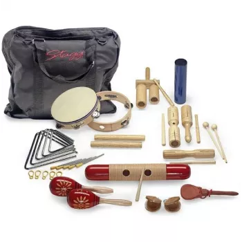 Bateria acústica júnior Stagg CPJ 05 com 5 tambores, pratos, ferragens e banco, Preto