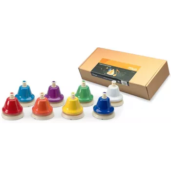 Conjunto de 8 sinos de mesa diatónicos Stagg TB SET com mecanismo de botão, codificados por cores, C5-C6