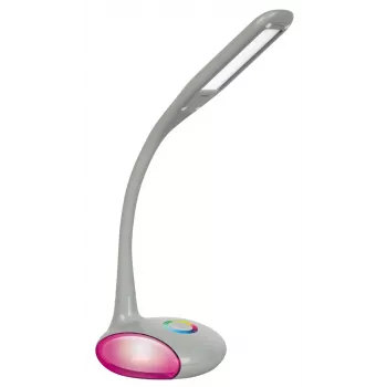 Candeeiro de secretária LED Activejet VENUS RGB cinzento com base de cor variável e função de carregamento USB
