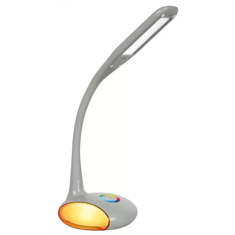Candeeiro de secretária LED Activejet VENUS RGB cinzento com base de cor variável e função de carregamento USB