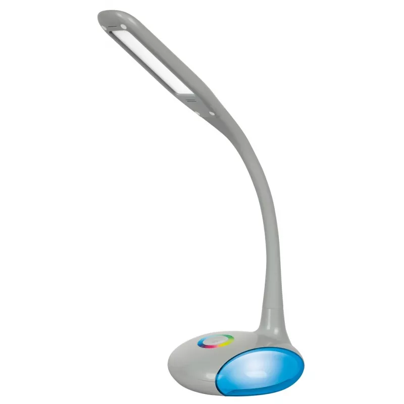 Candeeiro de secretária LED Activejet VENUS RGB cinzento com base de cor variável e função de carregamento USB