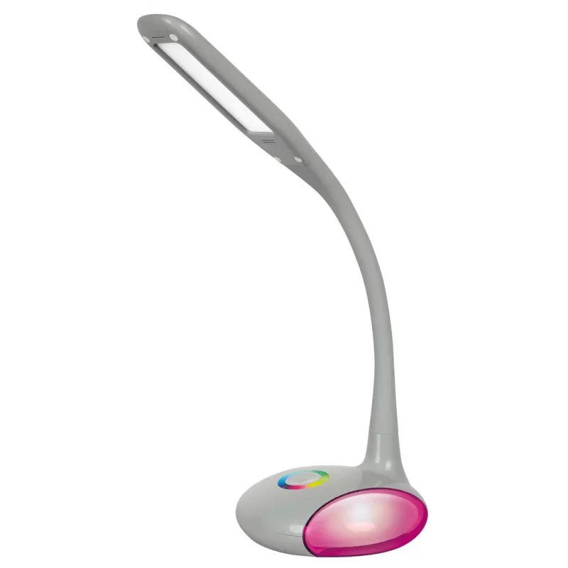 Candeeiro de secretária LED Activejet VENUS RGB cinzento com base de cor variável e função de carregamento USB