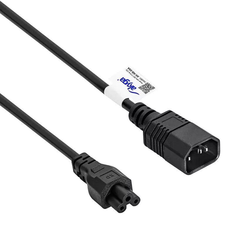 Cabo de alimentação Akyga AK-NB-09A IEC C14 para IEC C5 (trevo), 1,5 m, preto