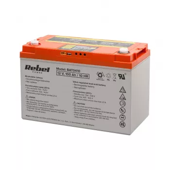 Bateria de ciclo profundo de gel REBEL com ecrã 12V 100Ah