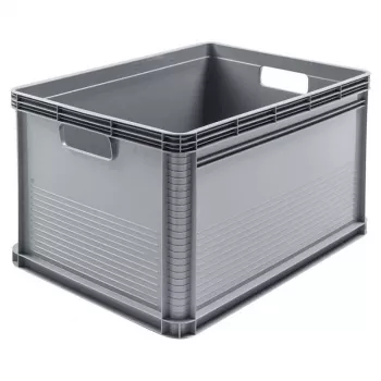 Caixa de transporte de carga pesada keeeper Robert 64L, capacidade de carga 60 kg, 600x400x320 mm, cinzento
