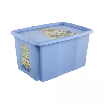 keeeper Caixa com tampa 45L Karolina “Minions Happiness” 55,5x40x30cm Azul-claro