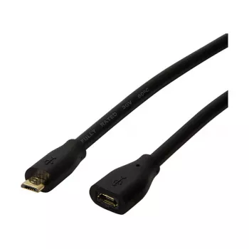 LogiLink CU0121 Cabo de extensão USB 2.0 Micro-B macho para Micro-B fêmea, 1 m, Preto