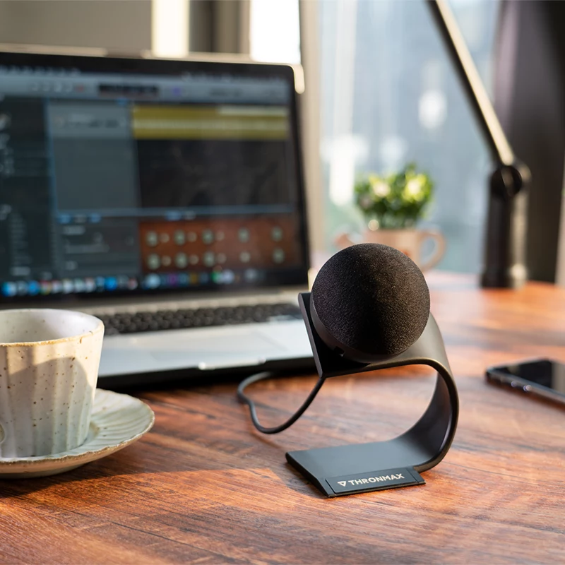 THRONMAX Fireball Microfone dinâmico USB para podcast, cardioide, 48 kHz/16-Bit, com monitorização por auscultadores, Preto