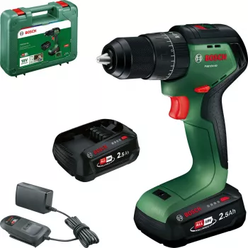 Bosch PSB18V-60 Berbequim de impacto sem escovas a bateria 18V com 2 baterias de 2,5Ah e carregador em mala