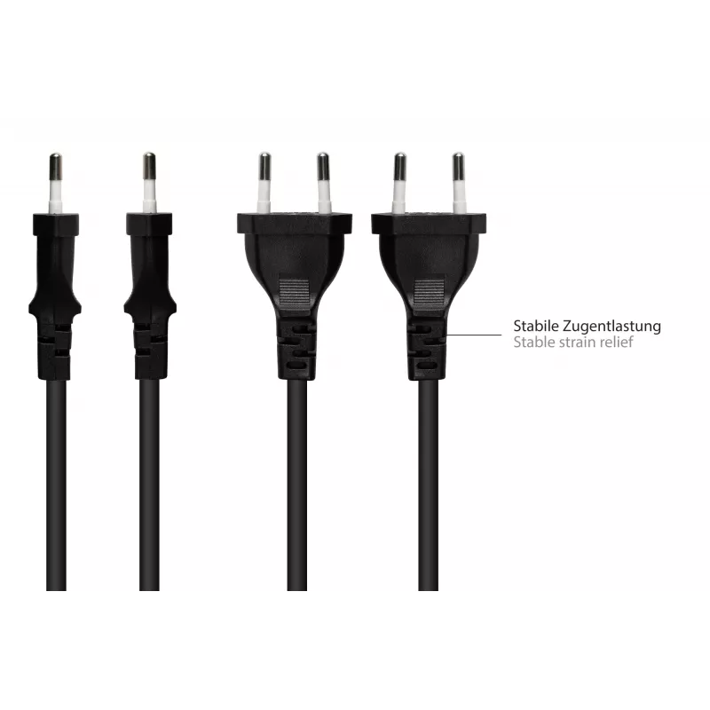 Kabelmeister Cabo de alimentação Euro Type-C para C7/Euro 8 conector fêmea, preto, 0,75mm², 1,5m