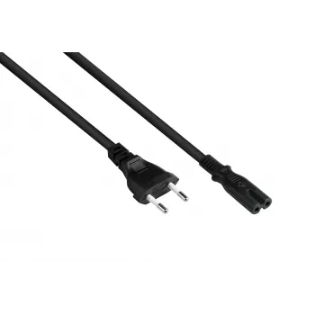Kabelmeister Cabo de alimentação Euro Type-C para C7 Figure-8 conector fêmea, 1,8 m, preto, 0,75 mm²