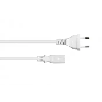 Kabelmeister Cabo de alimentação Euro ficha macho Type-C para IEC C7 Figure-8 conector fêmea, branco, 0,75mm², 3m