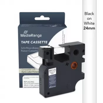 Cassete de fita de rotulagem MediaRange Dymo D1 24 mm x 7 m preto sobre branco (S0720930/53713)