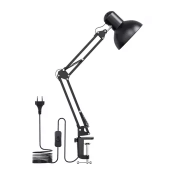 LEPRO 3100027-EU Candeeiro de secretária LED com porta de carregamento USB, 5 temperaturas de cor, 7 níveis de brilho, controlo tátil, temporizador, braço flexível, proteção ocular, Preto
