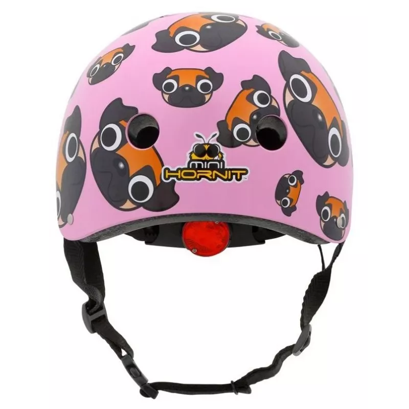 Hornit Pug Capacete de bicicleta para criança com luzes LED - Rosa, 48-53 cm PUS806