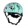 Hornit Jurassic S Capacete de bicicleta para criança 48-53cm, design dinossauro, Verde/Azul/Laranja, luz traseira LED, CE EN 1078 DIS826