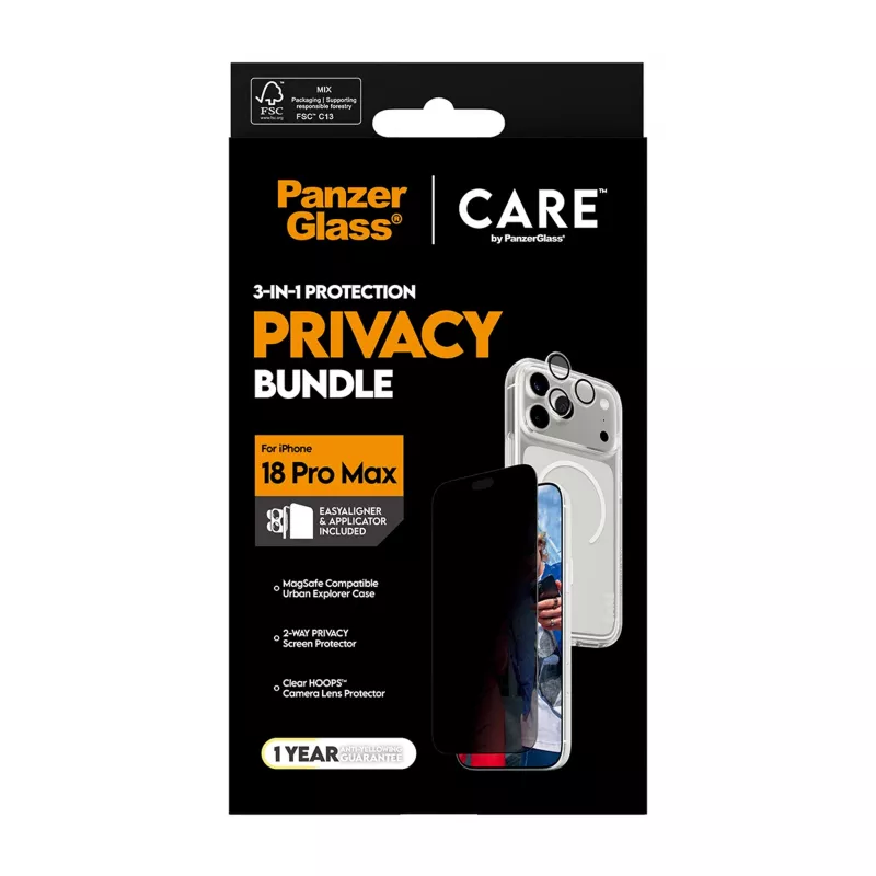 PanzerGlass Privacy Flagship pacote 3-em-1 para iPhone 18 Pro Max
