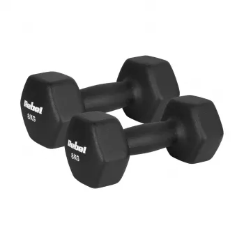 Conjunto de halteres REBEL ACTIVE ferro fundido com neoprene 2x8kg, cinzento-escuro