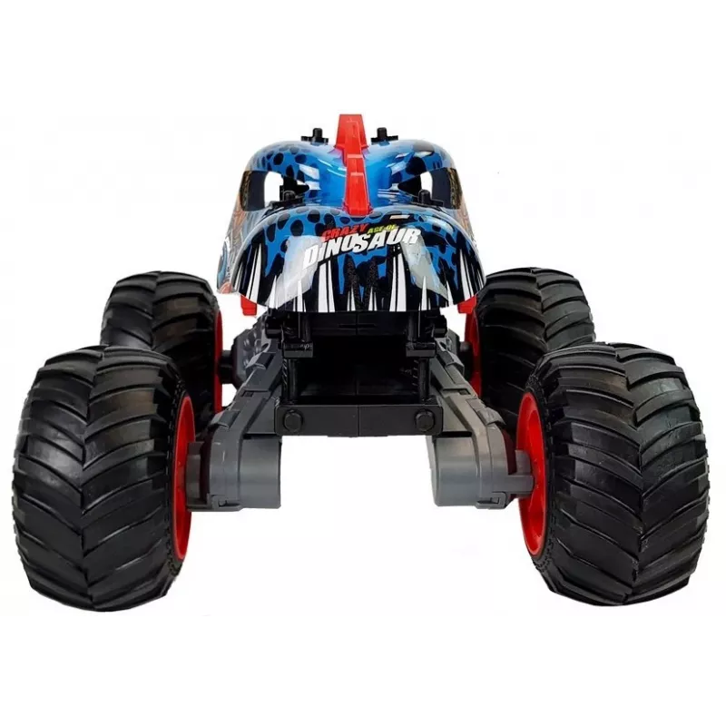LEAN TOYS 9023 carro de radiocontrolo dinossauro todo-o-terreno com rodas grandes 2,4G – 1:16 escala 4WD veículo RC off-road, verde/castanho