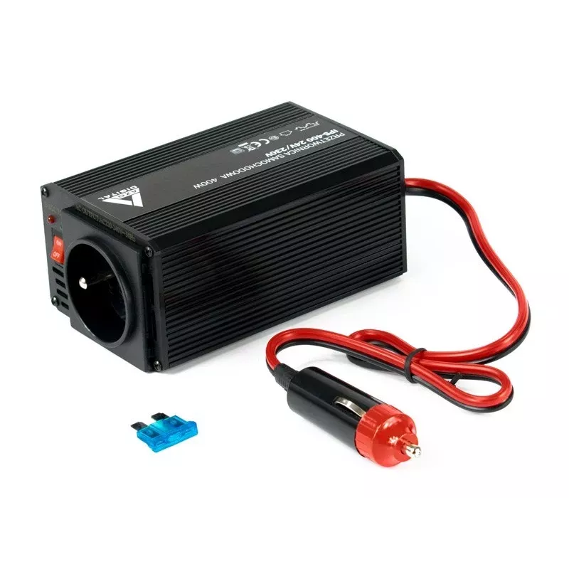 AZO Digital IPS-400 inversor de onda sinusoidal modificada 24V DC para 230V AC 400W