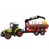 LEAN TOYS trator Fendt 209 S com atrelado florestal e troncos, escala 1:16, verde/cinzento/vermelho