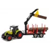 LEAN TOYS trator Fendt 209 S com atrelado florestal e troncos, escala 1:16, verde/cinzento/vermelho