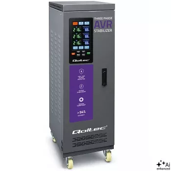 Qoltec estabilizador de tensão trifásico AVR MULTIPROTECTION | 40kVA | precisão ± 3% | servomotor 3F | LCD | Expert Line