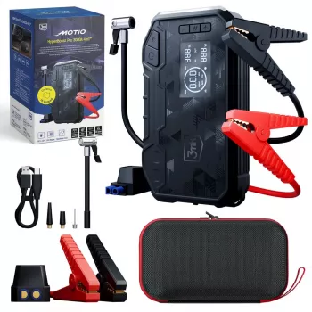 3MK Motio HyperBoost Pro 3000A arrancador 4-em-1 com cabos Smart-Start, luz LED, powerbank e compressor de ar