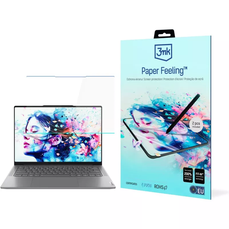 3MK PROTECTION Lenovo Yoga Pro 7 14AHP9 Paper Feeling película de proteção de ecrã - película PET mate, antirreflexo, resistente a riscos, otimizada para stylus