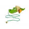 Crocodilo de madeira sobre rodas LEAN TOYS 18cm brinquedo de puxar