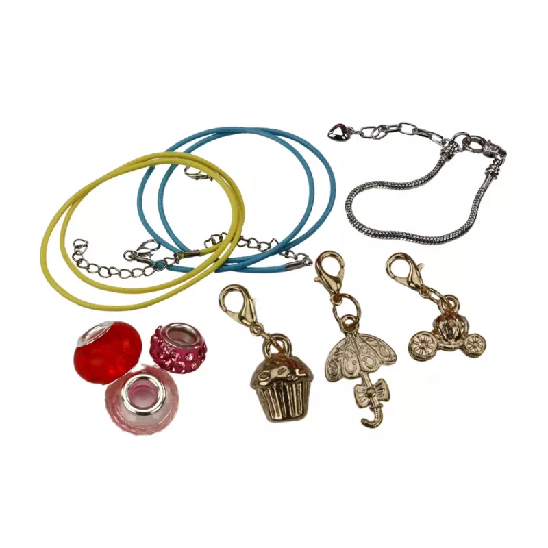 Conjunto de criação de bijutaria DIY LEAN TOYS - Pulseiras, contas e pendentes, mais de 300 contas, mais de 50 charms, fio elástico, fechos, caixa reutilizável, a partir de 6 anos