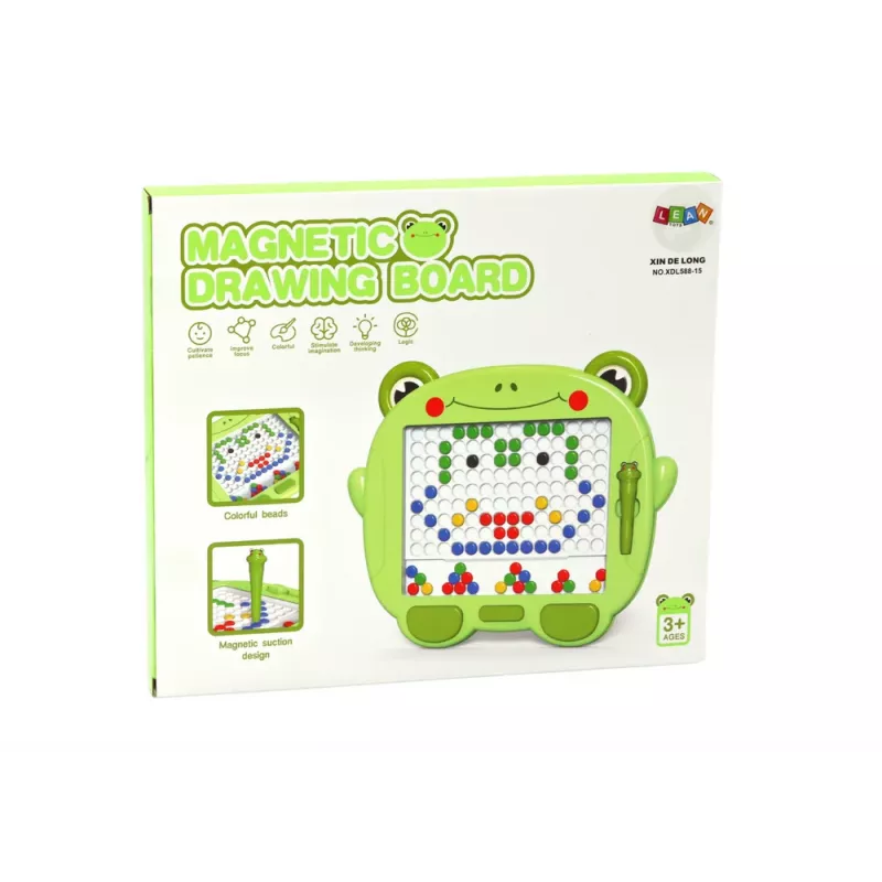 Quadro de aprendizagem magnético LEAN TOYS rã Stylus Pad puzzle de contas verdes