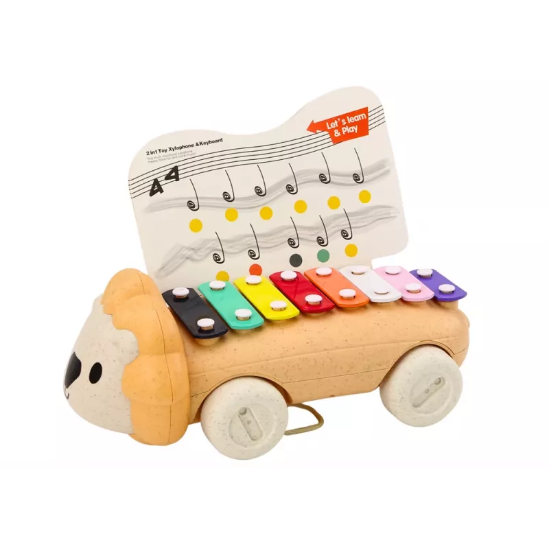 Leão de arrastar com música para crianças pequenas, instrumento de aprendizagem colorido LEAN TOYS