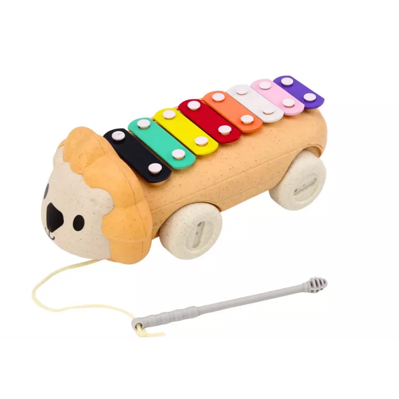 Leão de arrastar com música para crianças pequenas, instrumento de aprendizagem colorido LEAN TOYS