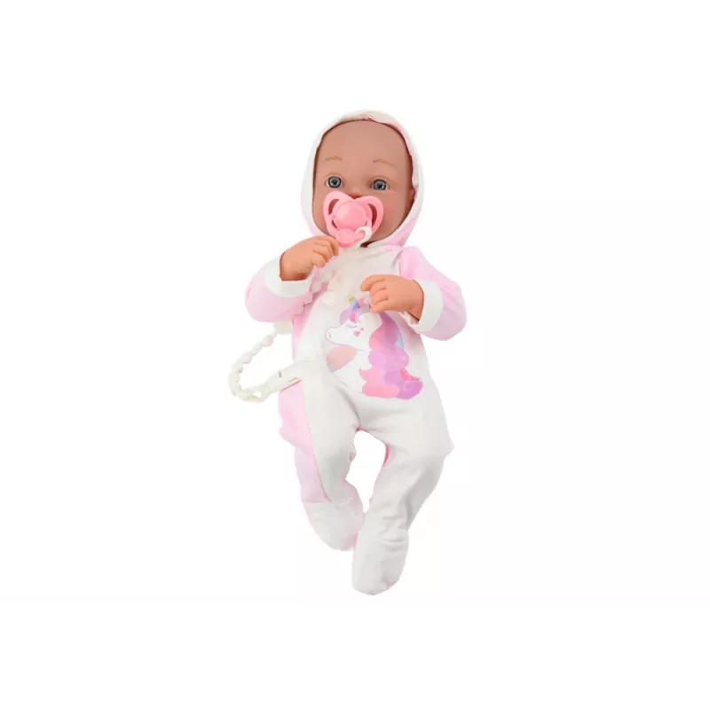 Boneca de bebé com chupeta, fato de unicórnio, manta rosa e acessórios, 35 cm LEAN TOYS
