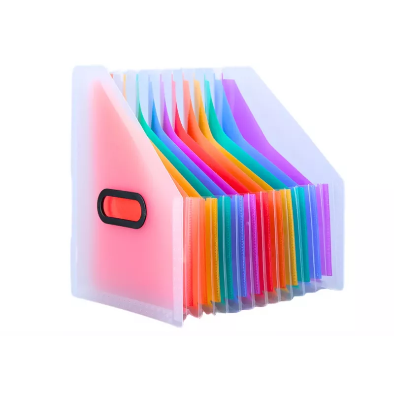 Organizador de documentos vertical LEAN pasta com separadores coloridos e compartimentos A4