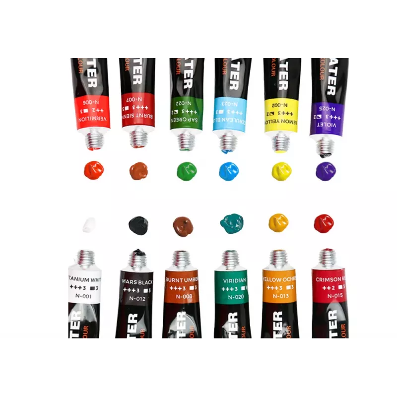 Conjunto de tintas acrílicas LEAN em tubos, 12 cores, 12 ml cada, qualidade para estudantes