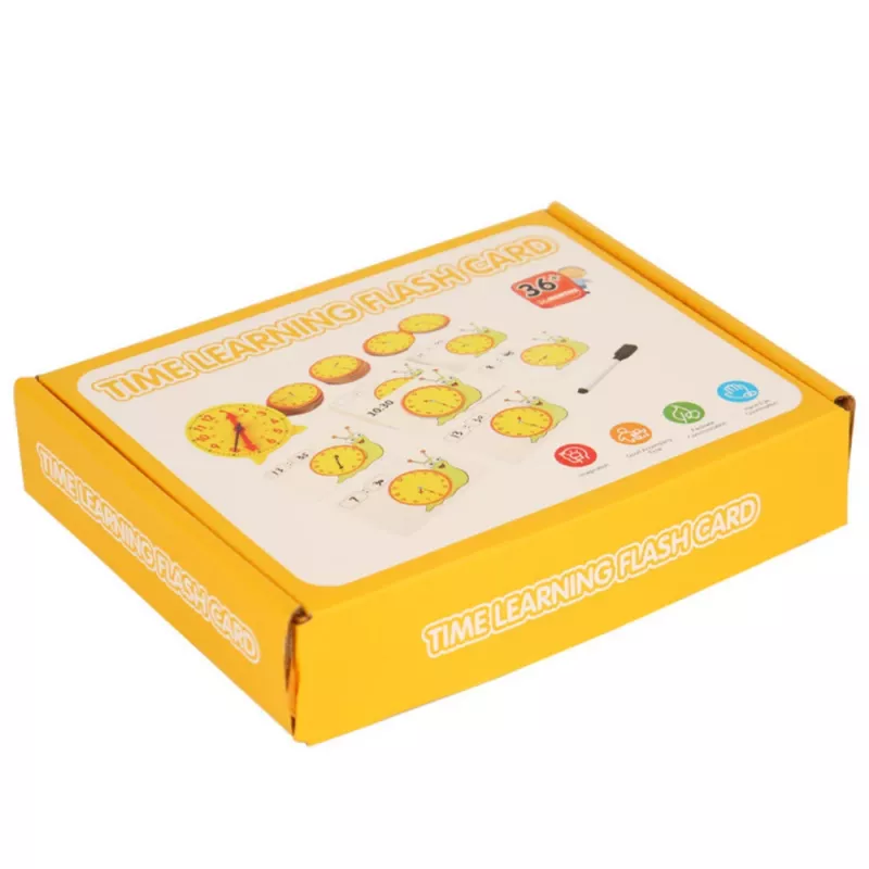 Conjunto de relógio de aprendizagem educativo LEAN TOYS com marcador apagável e cartões de atividades